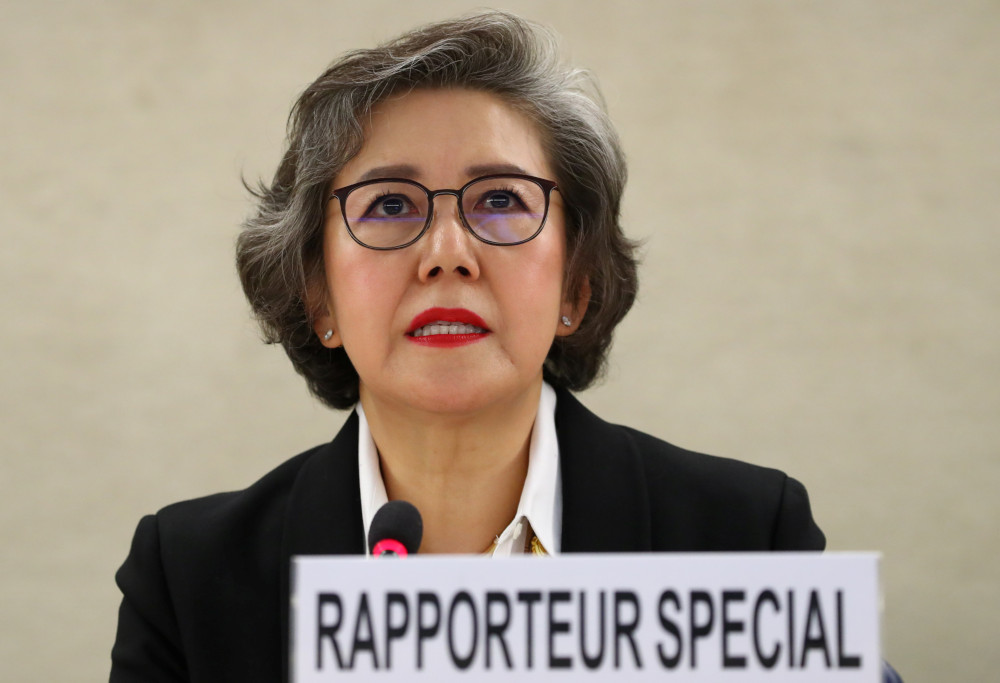 Special Rapporteur on the situation of human rights in Myanmar, Yanghee Lee gives her report to the Human Rights Council at the United Nations in Geneva, Switzerland, March 11, 2019. u00e2u20acu201d Reuters  pic